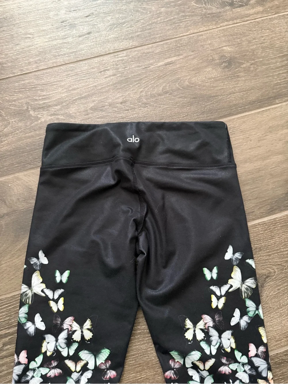 Alo-Black Butterfly Print Leggings-Size S